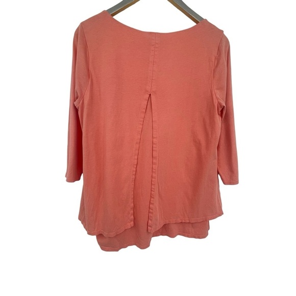 Pure J Jill Womens Size Medium Elliptical Layered Blouse Top peach Scoop Neck - Picture 3 of 6